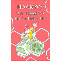 Gratulationskort - Hooray. You landed on the birthday tile