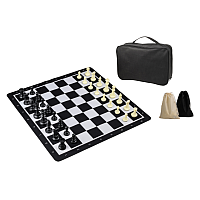 Chess set, rollable, field 55 mm, with plastic pieces and carrying bag (2502)