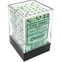 Chessex Opaque Pastel Green/black 12mm d6 Dice Block (36 dice) (CHX25865)