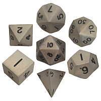 Antique Silver Metal Dice 16mm Polyhedral Set