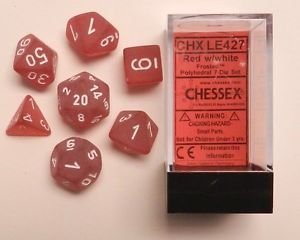7 x Polyhedral Red/White Frosted Dice (Chessex)_boxshot