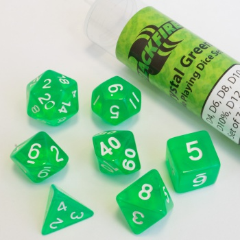 Blackfire Dice - 16mm Role Playing Dice Set - Crystal Green (7 Dice)_boxshot