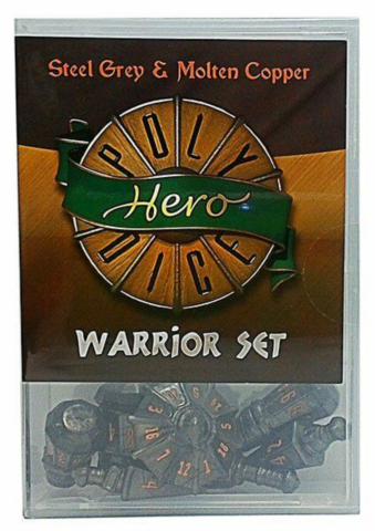 Polyhero Dice: Warrior 7-dice set (Steel/Copper)_boxshot