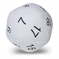Jumbo D20 Novelty Dice Plush in White with Black Numbering