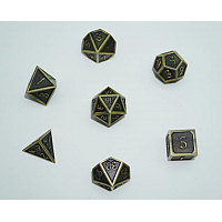 A Role Playing Dice Set: Metallic - Matt Black with Gold Borders