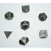 A Role Playing Dice Set: Metallic - Matt Silver with Silver Borders