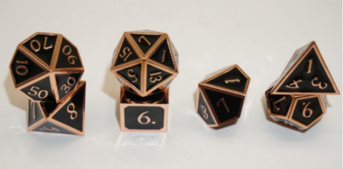 A Role Playing Dice Set: Metallic - Black with Copper Borders_boxshot
