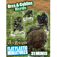 Flat Plastic Miniatures: Orcs and Goblins Horde 31Pc
