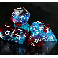 Sharp Edge Resin DND Dice Set - Red Blue Flame