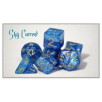 Halfsies Dice Sky Current - Upgraded Dice Case (7 Polyhedral Dice Set)