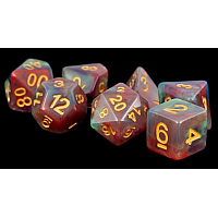 Resin Polyhedral Dice Set Red Pearl Swirl