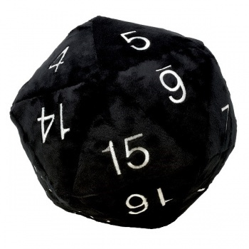 UP - Dice - Jumbo D20 Novelty Dice Plush in Black with White Numbering_boxshot