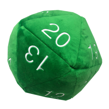 UP - Dice - Jumbo D20 Novelty Dice Plush in Green with White Numbering_boxshot