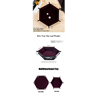 Hexagon Folding Dice Tray (Maroon)