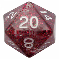 35mm Mega Acrylic D20 Ethereal Black with White Numbers