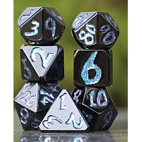 Color Changing Metal Dice Set by View Angles - Black Dragon (Blue & Purple Shift)
