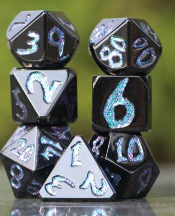 Color Changing Metal Dice Set by View Angles - Black Dragon (Blue & Purple Shift)_boxshot