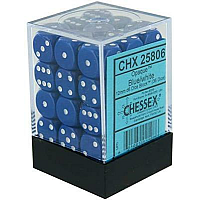CHESSEX OPAQUE 12MM D6 WITH PIPS DICE BLOCKS (36 DICE) - BLUE W/WHITE