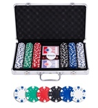 Poker set in silver case, with 300 chips (11.5 grams)