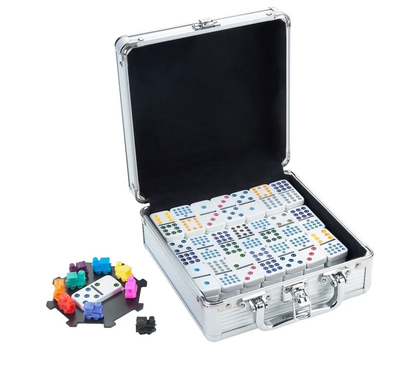 Domino double 12 Mexican Train aluminum case