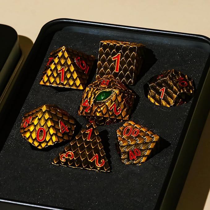 A Role Playing Dice Set Metallic - Dragon Scale Gold