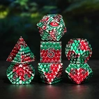 A Role Playing Dice Set Metallic - Dragon Scale Green/Red