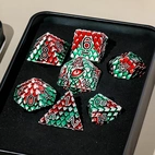 A Role Playing Dice Set Metallic - Dragon Scale Green/Red