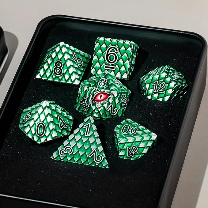 A Role Playing Dice Set: Metallic - Dragon Scale Green