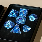 A Role Playing Dice Set Metallic - Dragon Scale Blue