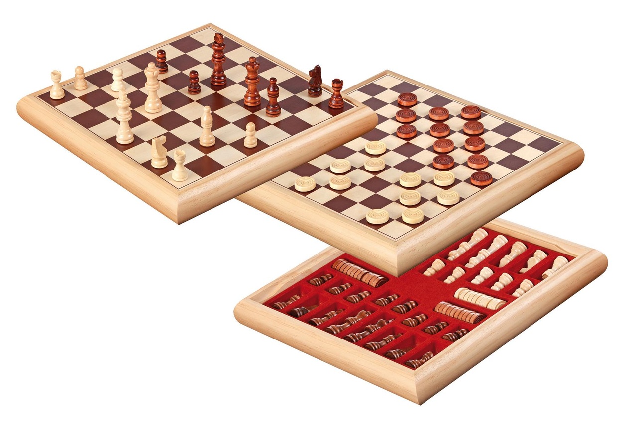 Chess checkers set, wooden box, field 35 mm (2803)
