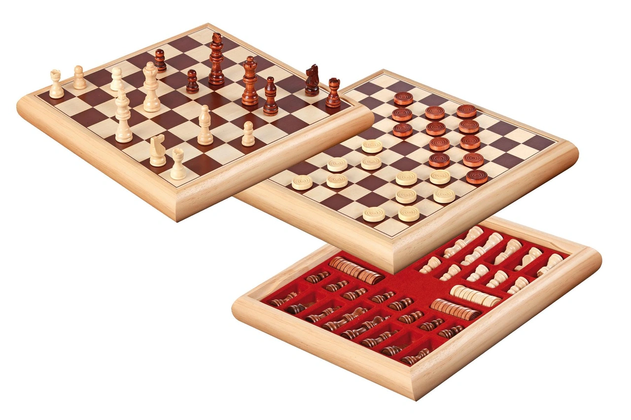Chess checkers set, wooden box, field 35 mm (2803)