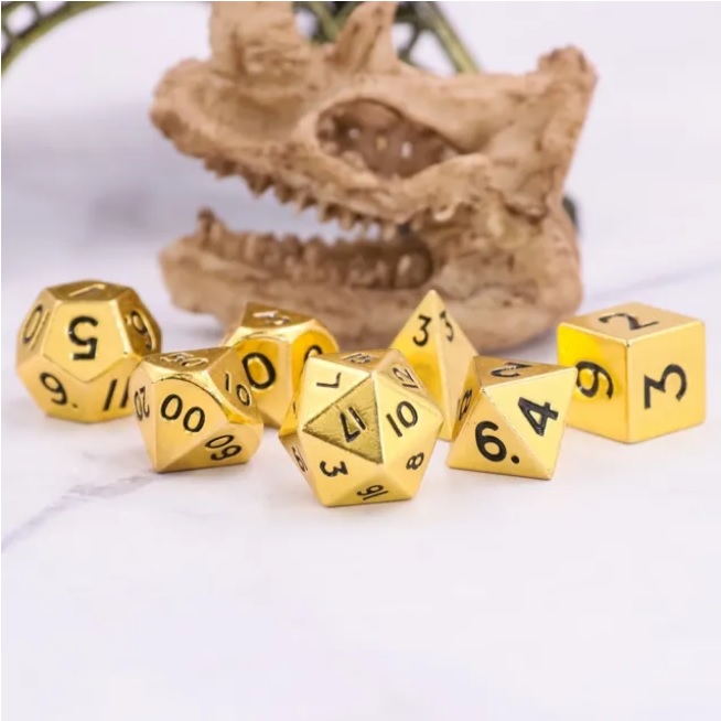 A Role Playing Dice Set Metallic - Mini Metall - Gold (storlek 10 mm)