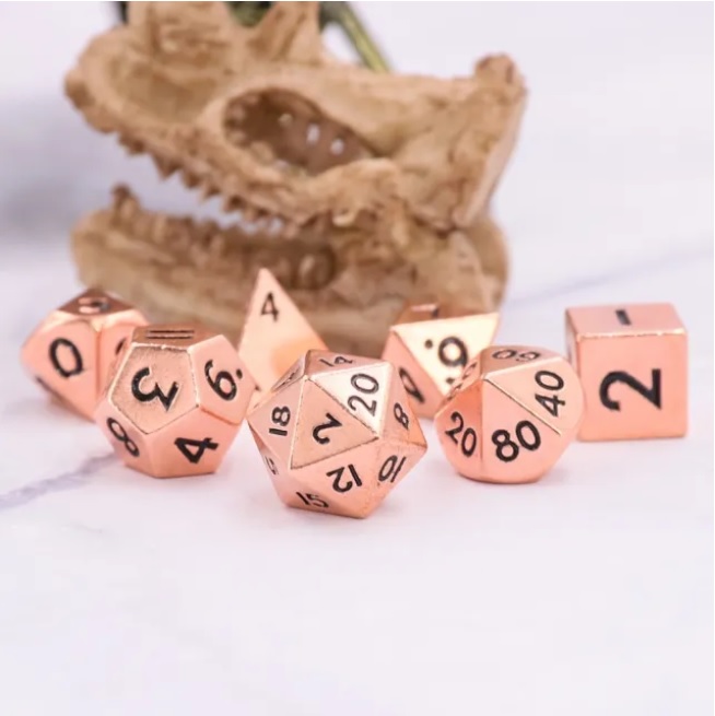 A Role Playing Dice Set Metallic - Mini Metall - Copper (storlek 10 mm)