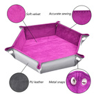 Velvet PU Leather Folding Hexagon Dice Tray - Rosa