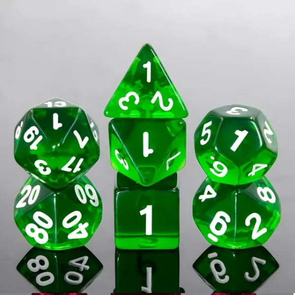 A Role Playing Dice Set: Green (White Font)