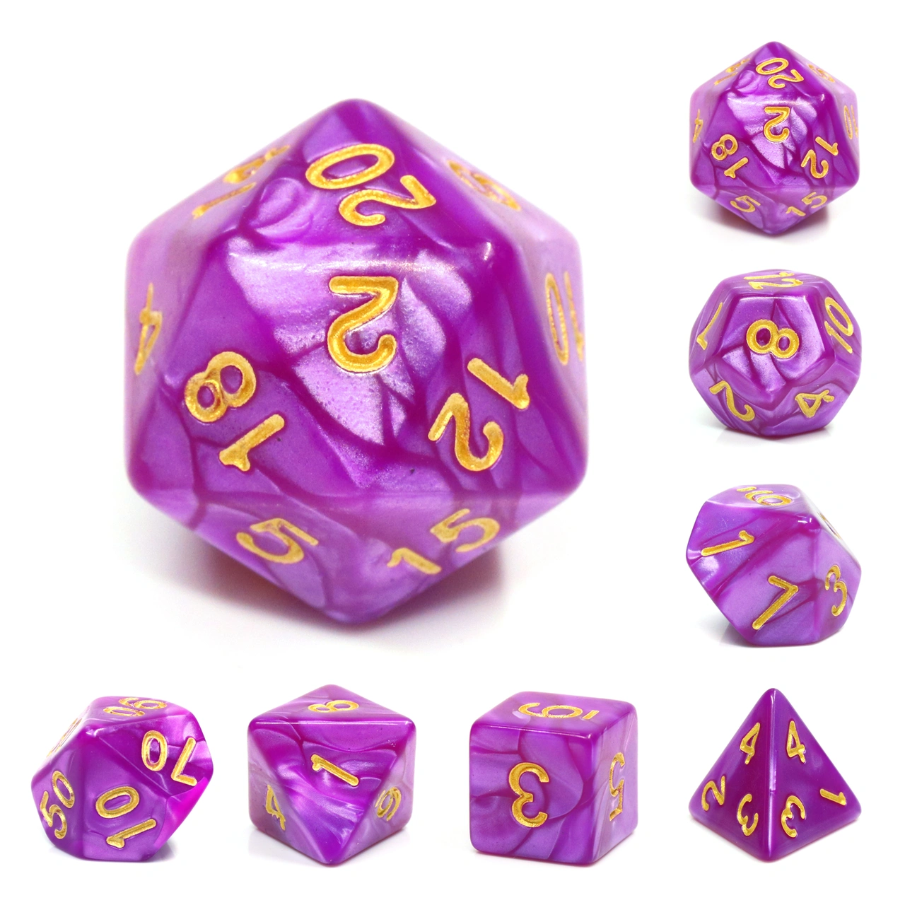 A Role Playing Dice Set: Purple (Gold Font)