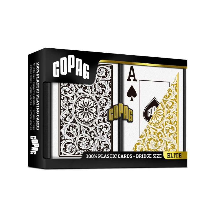 Elite 1546 Playing Cards Bridge Size Black/Gold Double Deck Set Copag