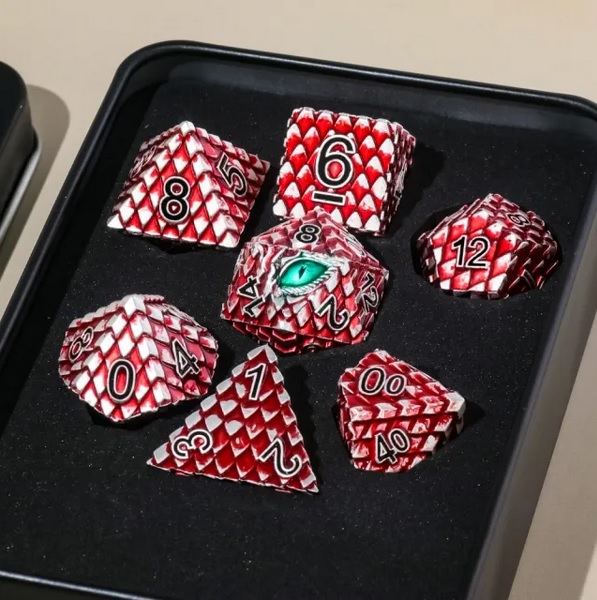 A Role Playing Dice Set Metallic - Dragon Scale Red