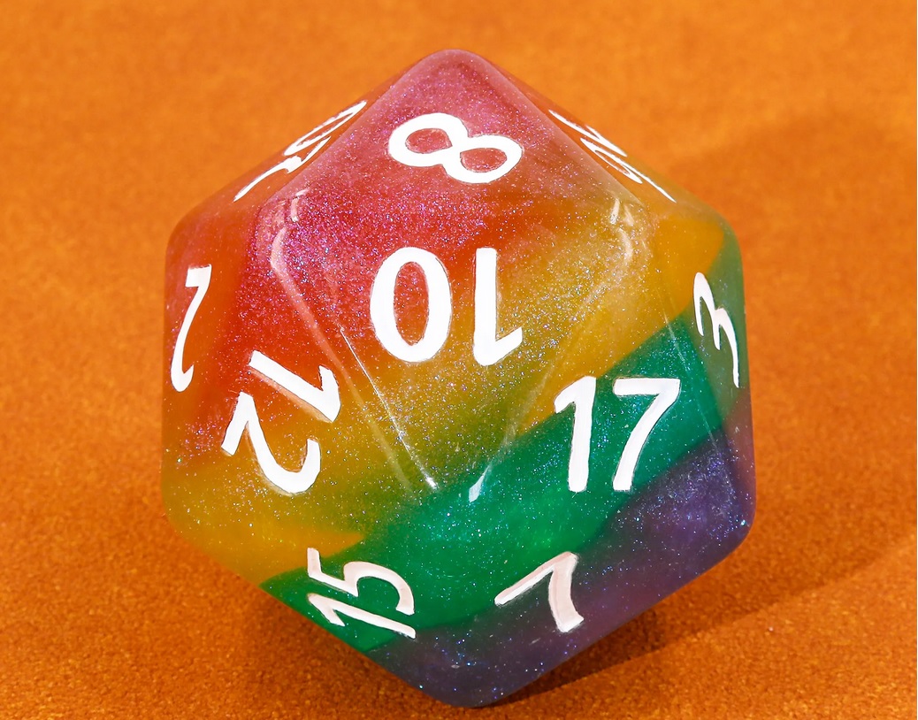 Titan D20 Glitter Rainbow  (55mm)  With Dicebag