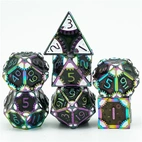 A Role Playing Dice Set Metallic - Steam Punk Rainbow/White
