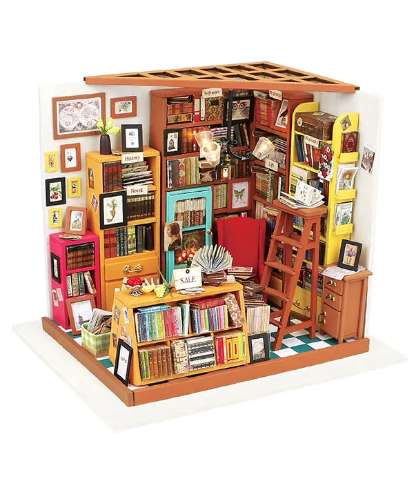 Sam's Study - DIY Miniature House, Bookshelf Decoration Kit - Rolife