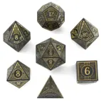 Bard Solid Metal RPG Dice Set Matt Black w/Gold (7)