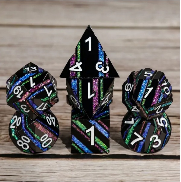 A Role Playing Dice Set Metallic - Dark Rainbow