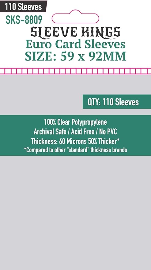 59x92mm Euro Card Sleeves 60 Microns (110)