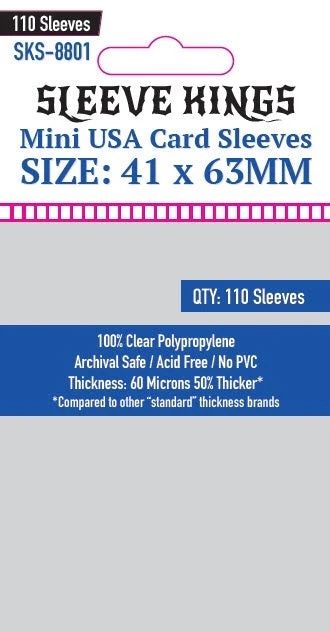 41x63mm Mini USA Card Sleeves 60 Microns (110)