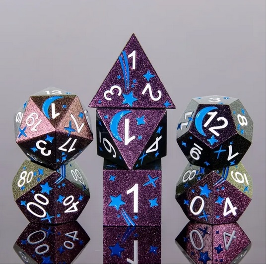 A Role Playing Dice Set Metallic - Blue Comet