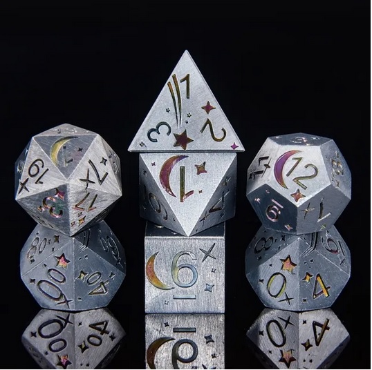 A Role Playing Dice Set Metallic - Rainbow Comet