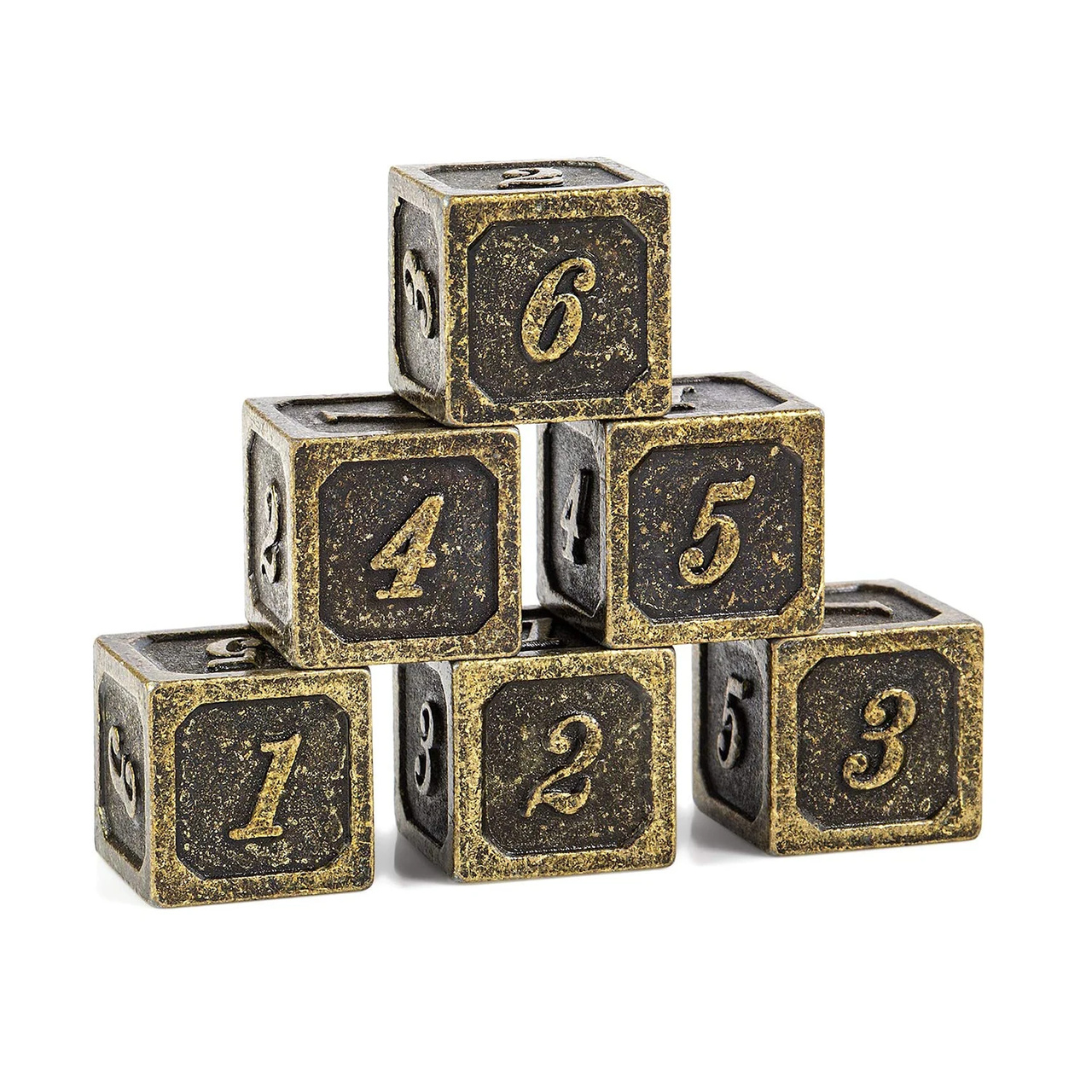 Tärningar Brons D6 Metal (6st) 14mm