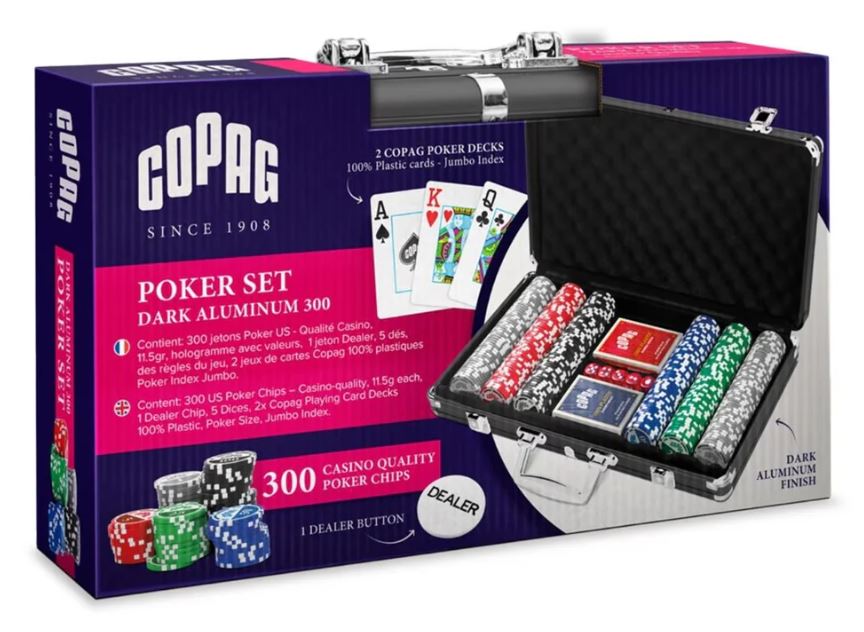 300 Poker Chips Set in Dark Aluminum Suitcase Copag