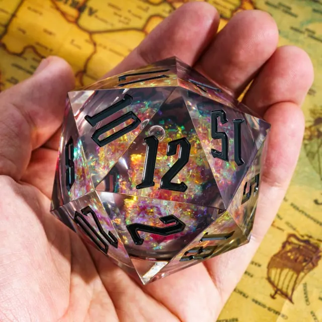 Liquid Core D20 Red Glitter (55mm)